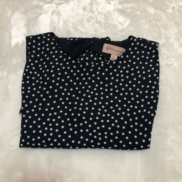 ****DONATED****Philosophy Navy Blue White Polka Dot Blouse - Picture 6 of 6